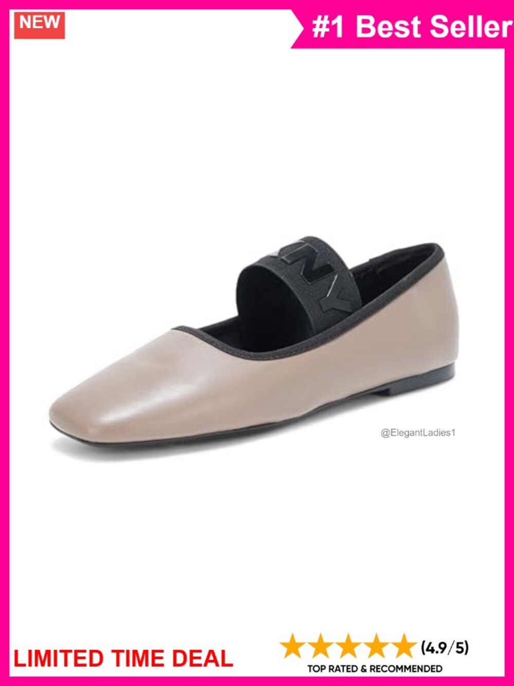 Square Toe Ballet Flat Faux Leather Pull-On Casual Shoe